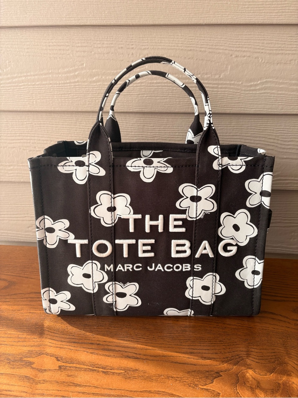 Marc Jacobs Black and White Floral 'The Tote Bag' Canvas Tote